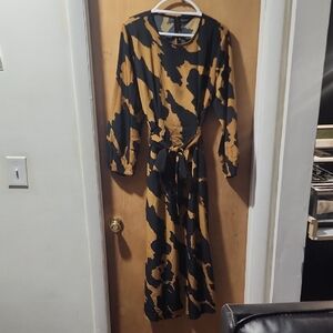 Who What Wear Black and Tan Long Sleeve Dress